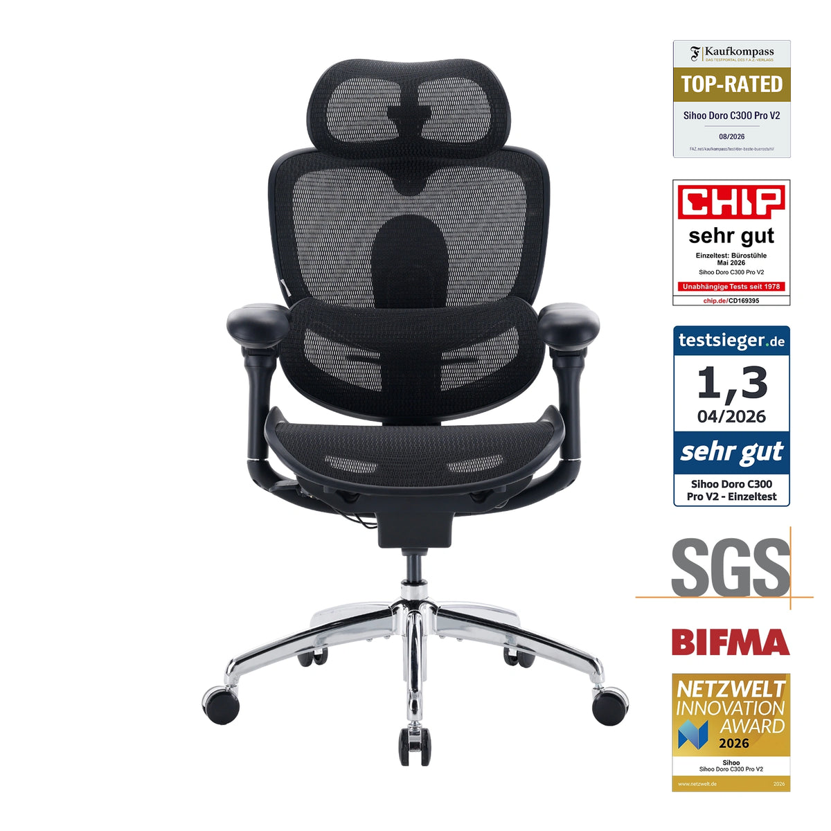 Doro C300 Pro V2 Ergonomischer Stuhl mit Ganzkörper-Anpassung