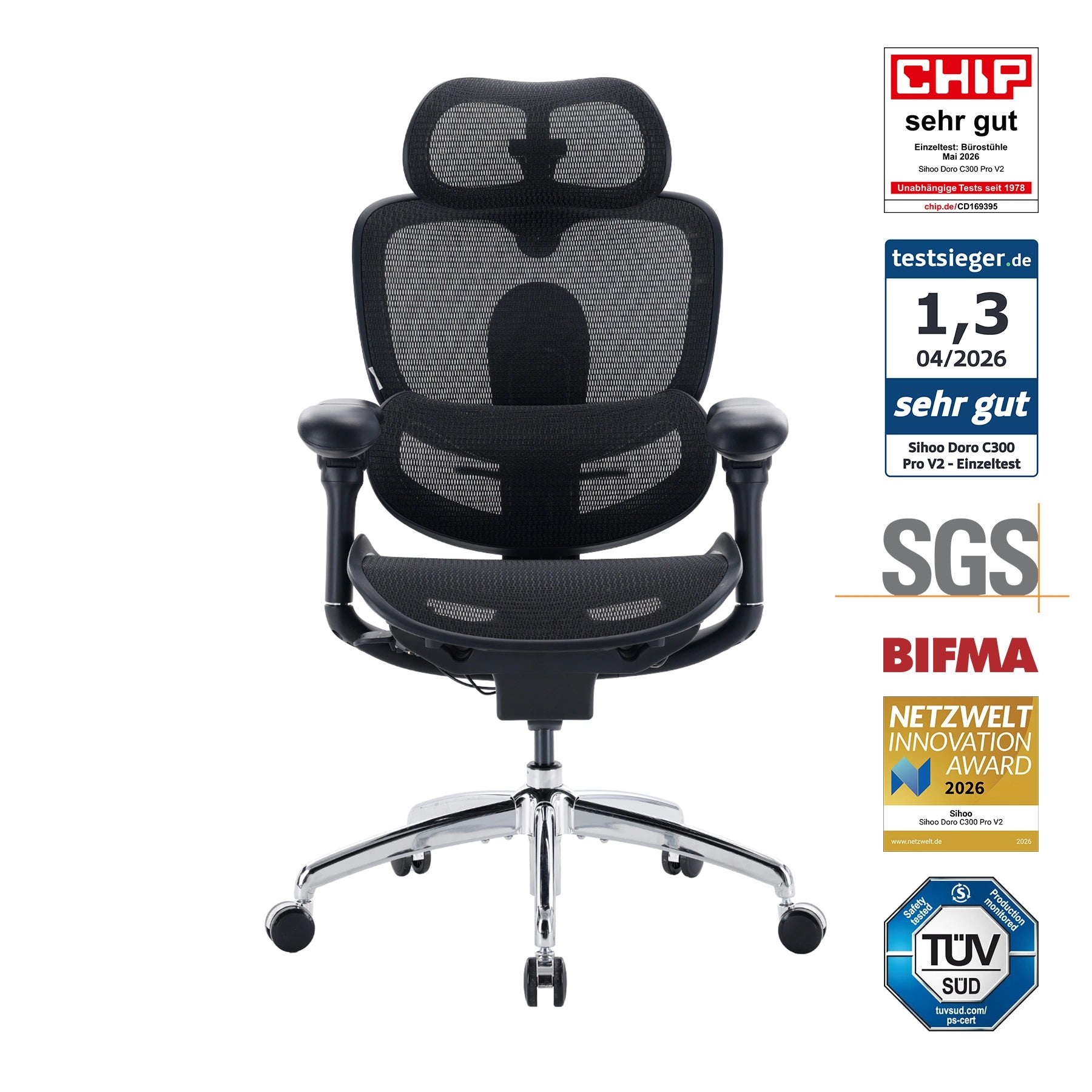 Doro C300 Pro V2 Ergonomischer Stuhl mit Ganzkörper-Anpassung