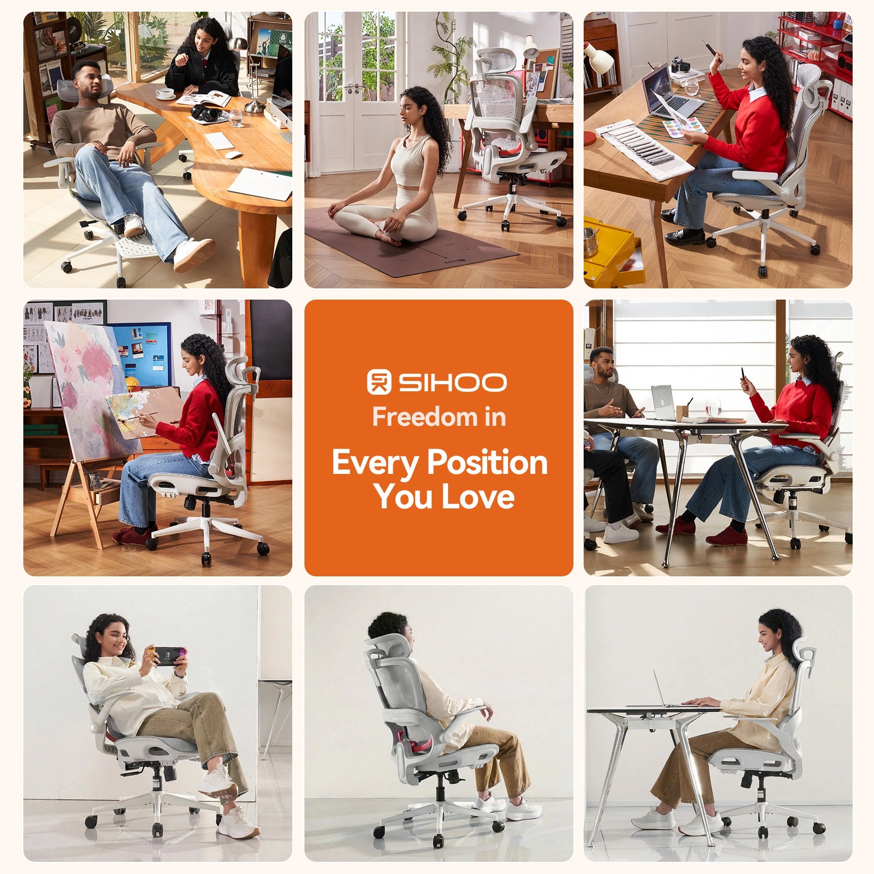 Sihoo B100 Ergonomischer Bürostuhl mit hochklappbaren Armlehnen